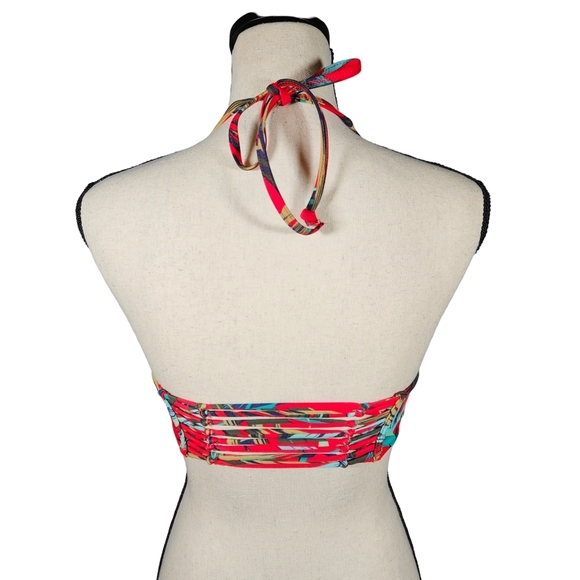 PINK By Victoria's Secret Wrap Front Bikini Top, Red Tropical, Small - Picture 8 of 14